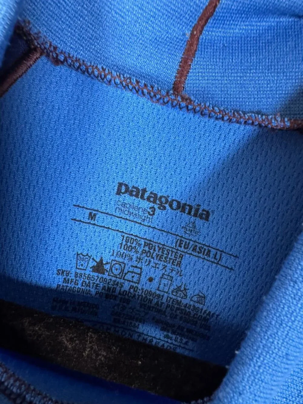Patagonia Mens Blue Long Sleeve Capilene Base Layer Pullover Size Medium Outdoor